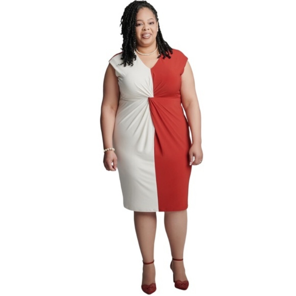 Kasper
Women's Twisted-Front Colorblocked Cap-Sleeve Dress NWT full zip